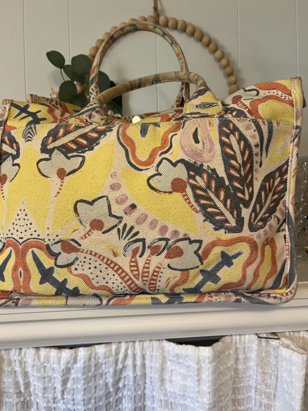 Vince Camuto Yellow Floral Canvas Tote - Picture 3 of 10